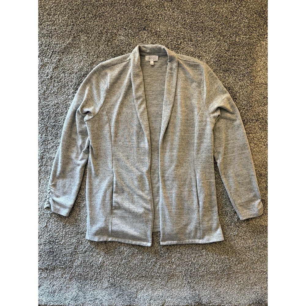 Talbots Lounge Cardigan Womens Large Gray Open Front Stretch Casual